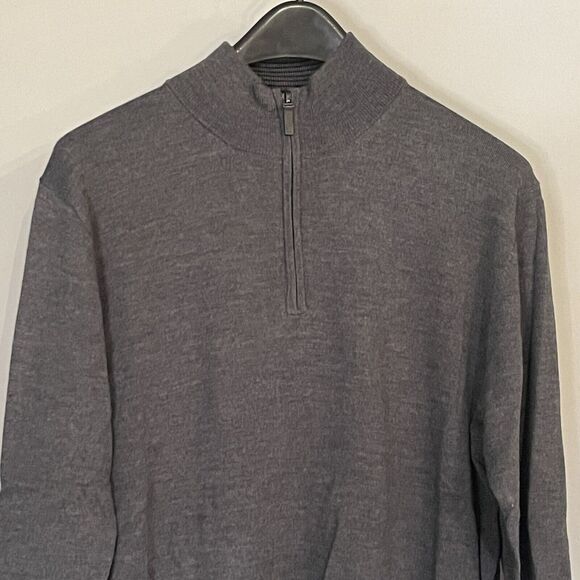 Untuckit Sweater Extra Fine Merino Wool‎ Quarter Zip Pullover Classic Mens M - Picture 2 of 10